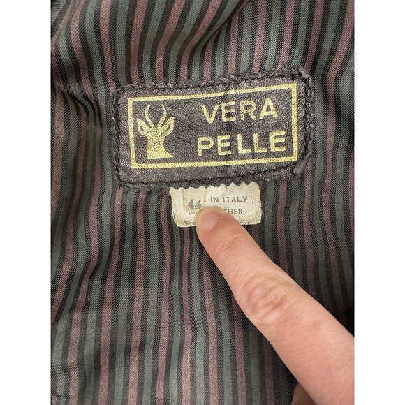 Vera Pelle Leather Jacket Women’s Black Zip Up Made In Italy Size 44 - Picture 5 of 12